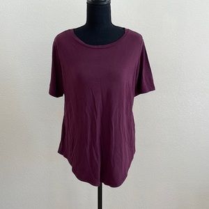 Universal Standard Womens Ashley Cap Sleeve Tee Sz XS maroon Tshirt